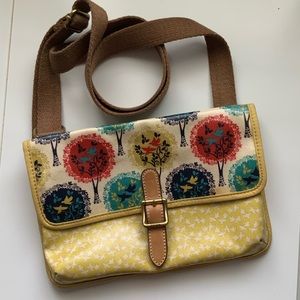 Fossil coated canvas crossbody purse like new!